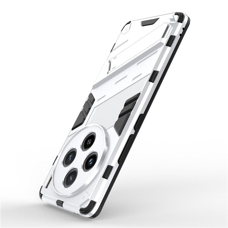 For vivo X100 5G Kickstand Cover PC+TPU Shockproof Protective Case - White