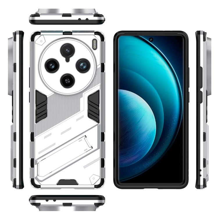 For vivo X100 Pro 5G Kickstand Phone Case Dual Layer Shock-Absorption Cover - White