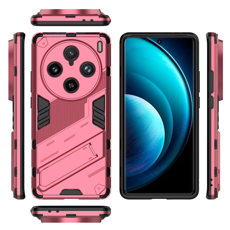 For vivo X100 Pro 5G Kickstand Phone Case Dual Layer Shock-Absorption Cover - Rose