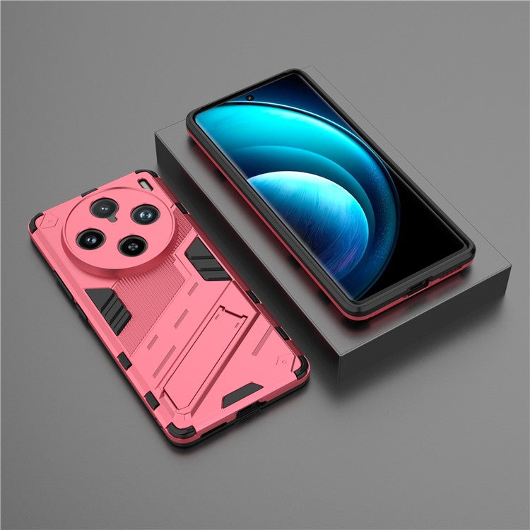 For vivo X100 Pro 5G Kickstand Phone Case Dual Layer Shock-Absorption Cover - Rose