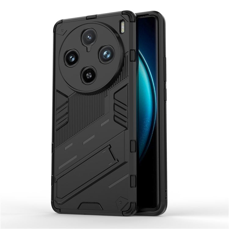 For vivo X100 Pro 5G Kickstand Phone Case Dual Layer Shock-Absorption Cover - Black