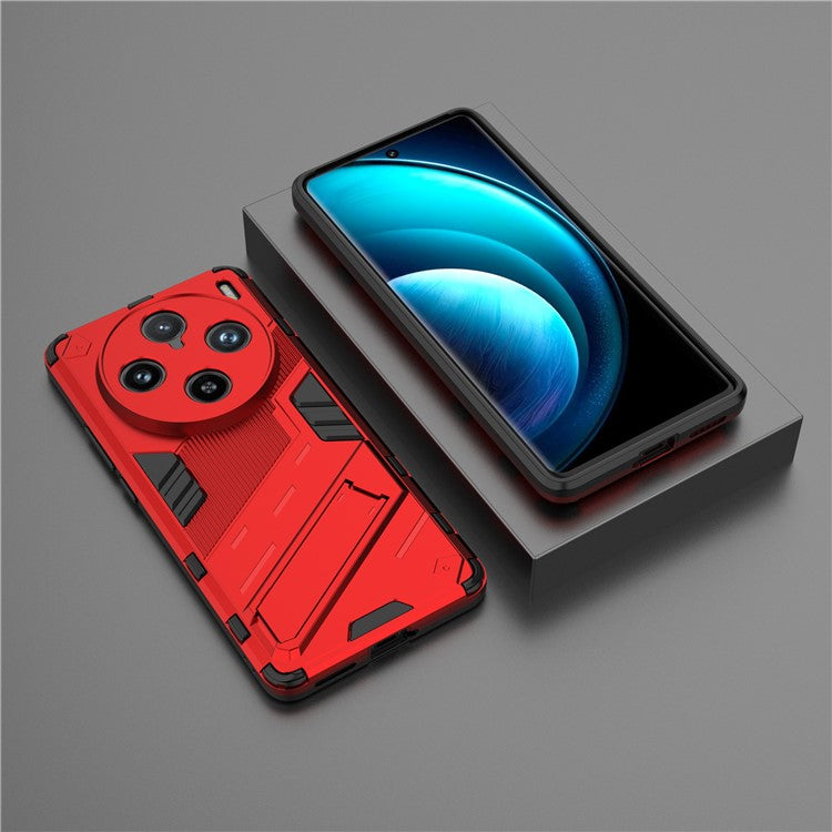 For vivo X100 Pro 5G Kickstand Phone Case Dual Layer Shock-Absorption Cover - Red