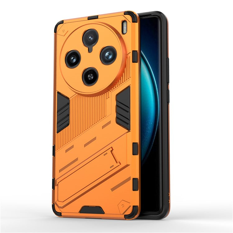 For vivo X100 Pro 5G Kickstand Phone Case Dual Layer Shock-Absorption Cover - Orange