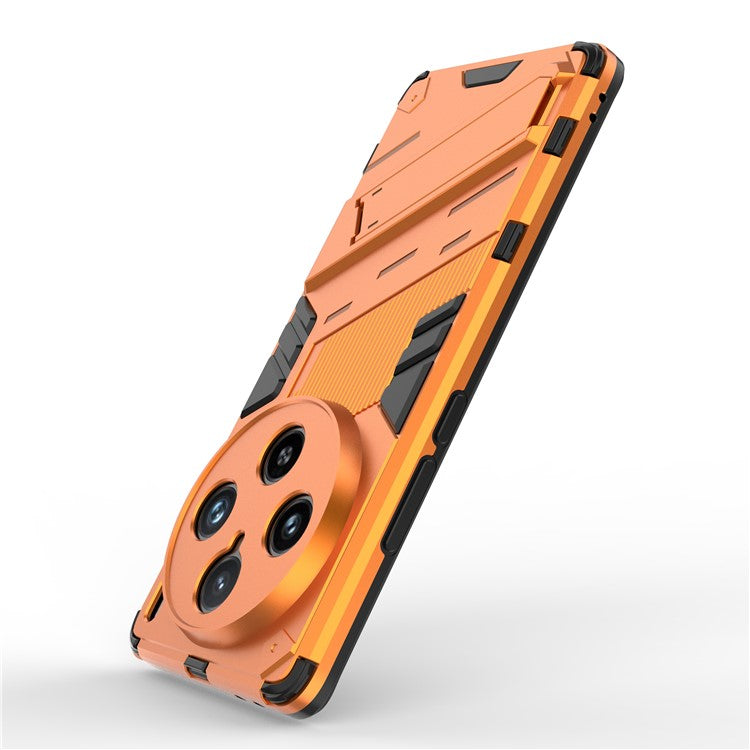 For vivo X100 Pro 5G Kickstand Phone Case Dual Layer Shock-Absorption Cover - Orange