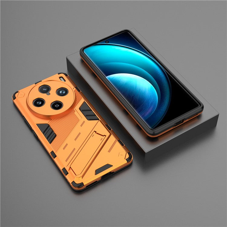 For vivo X100 Pro 5G Kickstand Phone Case Dual Layer Shock-Absorption Cover - Orange