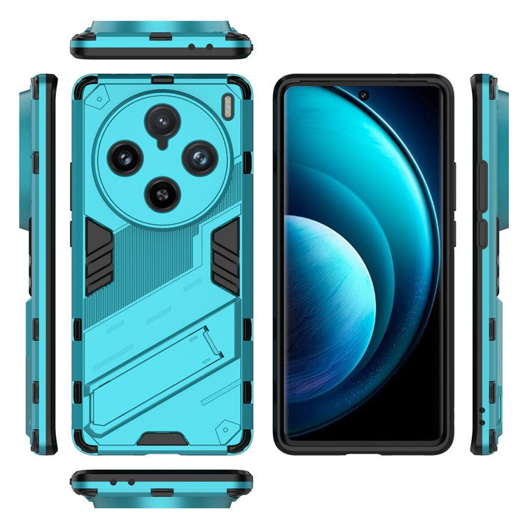 For vivo X100 Pro 5G Kickstand Phone Case Dual Layer Shock-Absorption Cover - Baby Blue