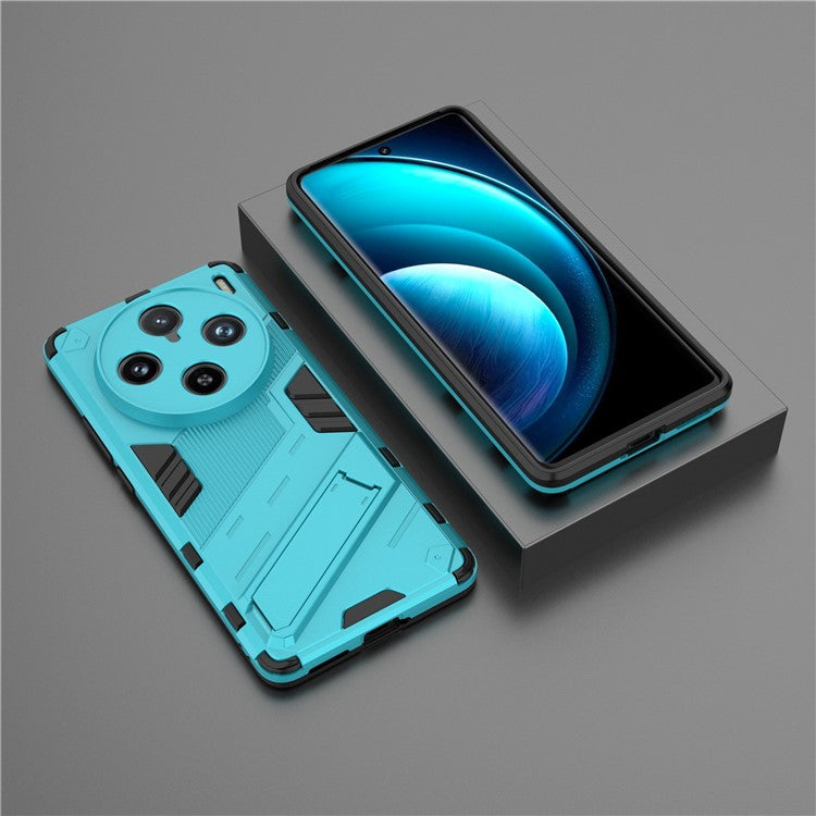 For vivo X100 Pro 5G Kickstand Phone Case Dual Layer Shock-Absorption Cover - Baby Blue