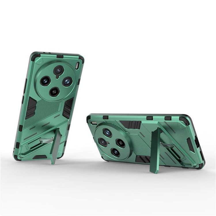 For vivo X100 Pro 5G Kickstand Phone Case Dual Layer Shock-Absorption Cover - Green