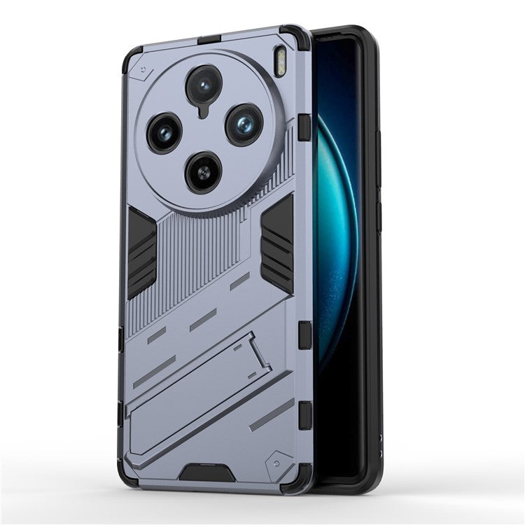 For vivo X100 Pro 5G Kickstand Phone Case Dual Layer Shock-Absorption Cover - Dark Blue