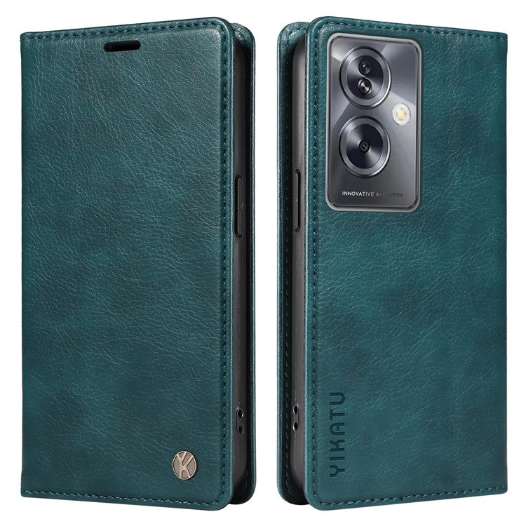 YIKATU YK-006 For Oppo A79 5G / A2 5G Leather Wallet Case Magnetic Flip Folio Phone Cover - Blue