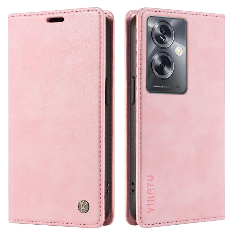 YIKATU YK-006 For Oppo A79 5G / A2 5G Leather Wallet Case Magnetic Flip Folio Phone Cover - Pink