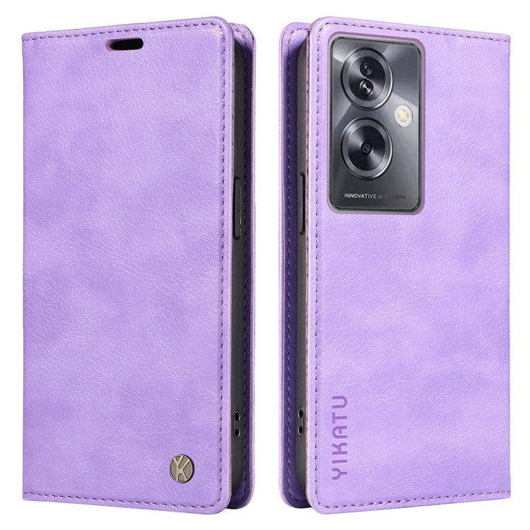 YIKATU YK-006 For Oppo A79 5G / A2 5G Leather Wallet Case Magnetic Flip Folio Phone Cover - Purple