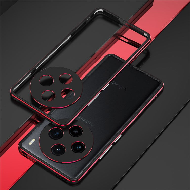 For vivo X100 5G Bumper Case Metal Frame Camera Lens Protective Cover - Black  /  Red