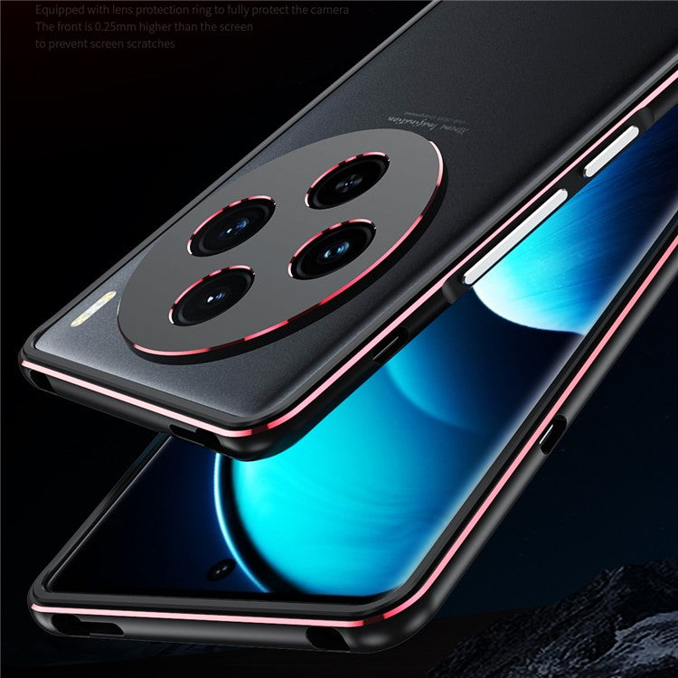 For vivo X100 5G Bumper Case Metal Frame Camera Lens Protective Cover - Black  /  Red