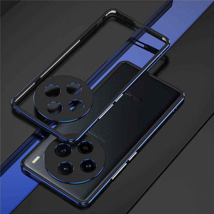 For vivo X100 5G Bumper Case Metal Frame Camera Lens Protective Cover - Black  /  Blue