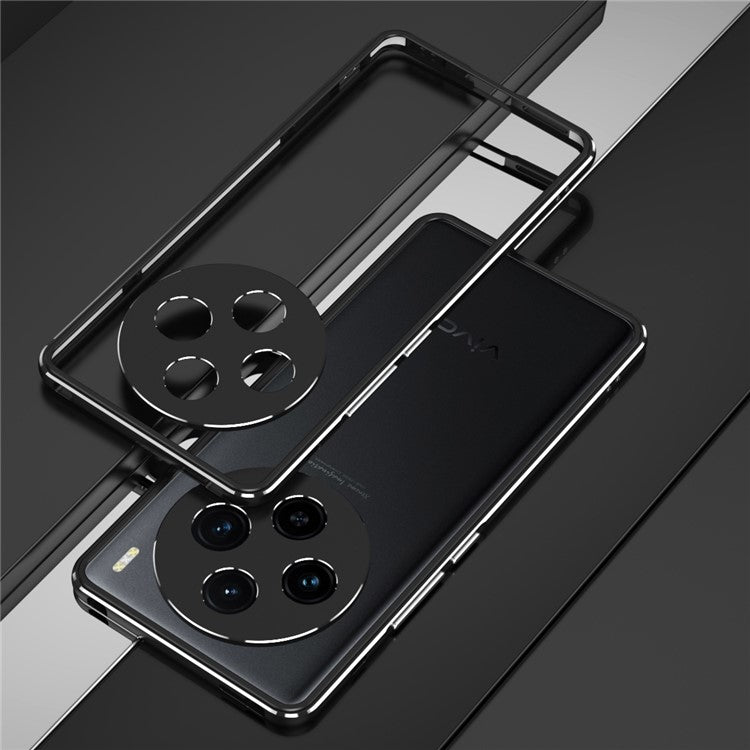 For vivo X100 5G Bumper Case Metal Frame Camera Lens Protective Cover - Black  /  Silver