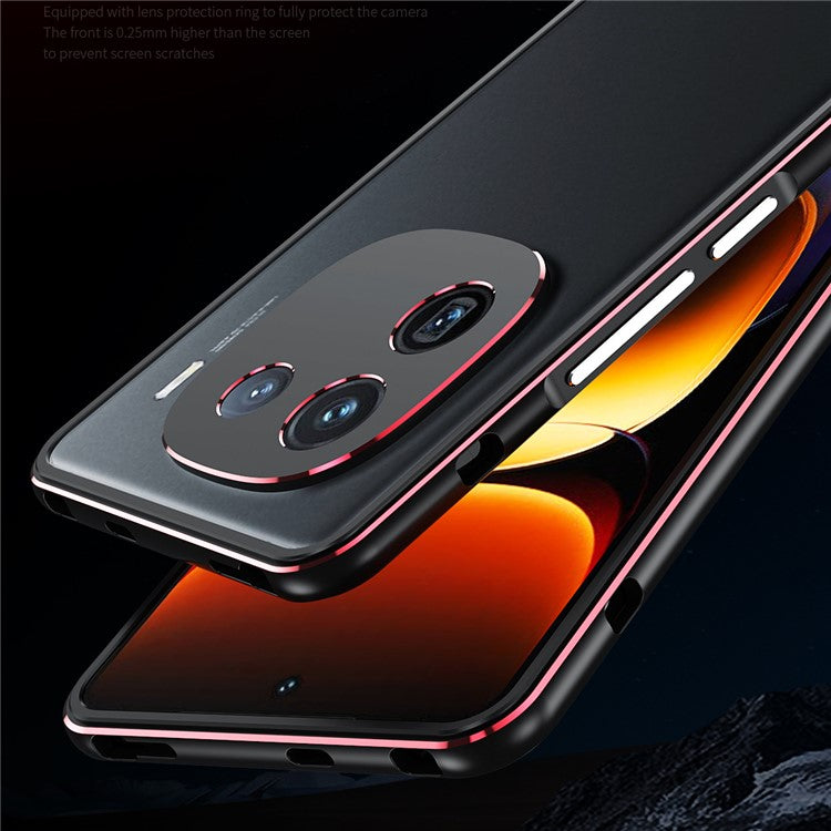 For vivo iQOO 12 5G Bumper Case Metal Frame Lock Phone Protective Frame - Black  /  Red