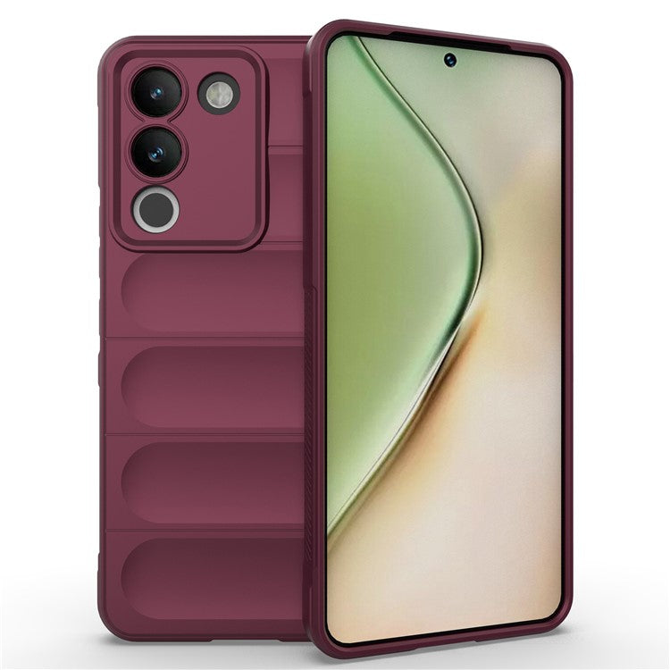 For vivo Y200 (India) 5G TPU Case Anti-drop Protection Phone Back Cover - Wine Red