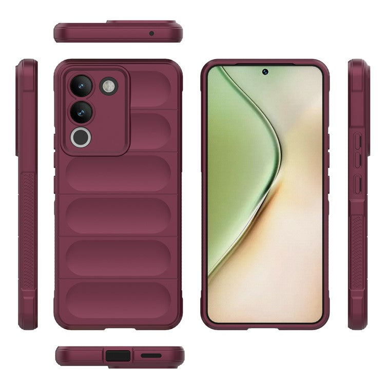 For vivo Y200 (India) 5G TPU Case Anti-drop Protection Phone Back Cover - Wine Red