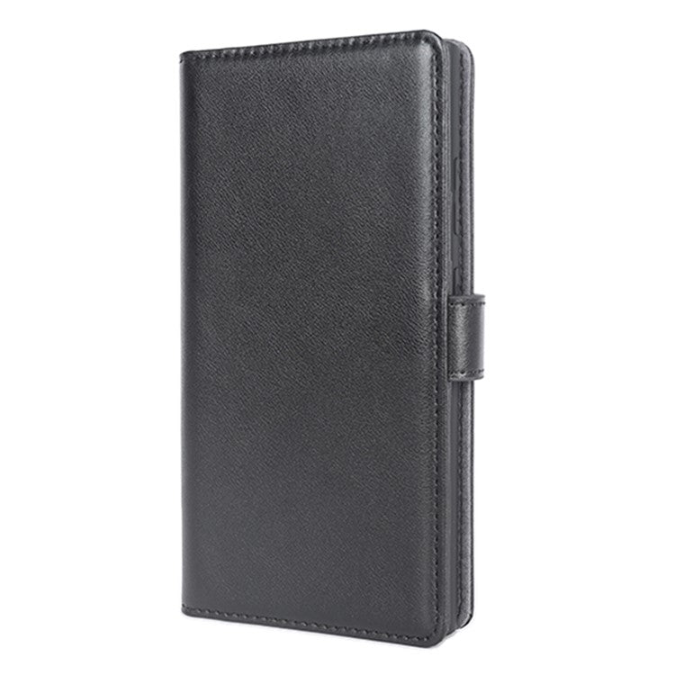 For Samsung Galaxy S24 Ultra Case Genuine Split Leather Stand Wallet Phone Cover - Black