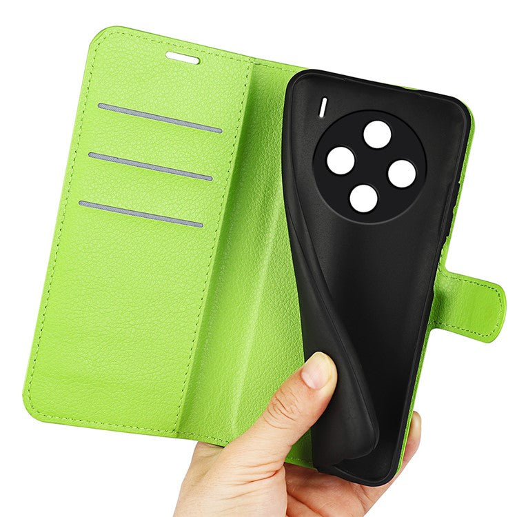 For vivo X100 5G Cell Phone Case Litchi Texture Shockproof Leather Stand Cover - Green