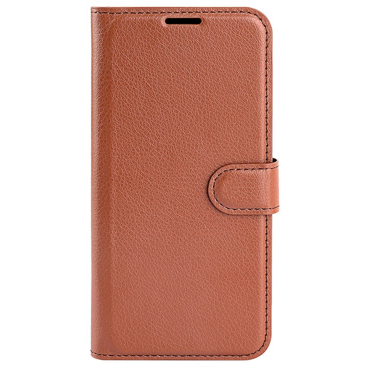 For vivo X100 5G Cell Phone Case Litchi Texture Shockproof Leather Stand Cover - Brown