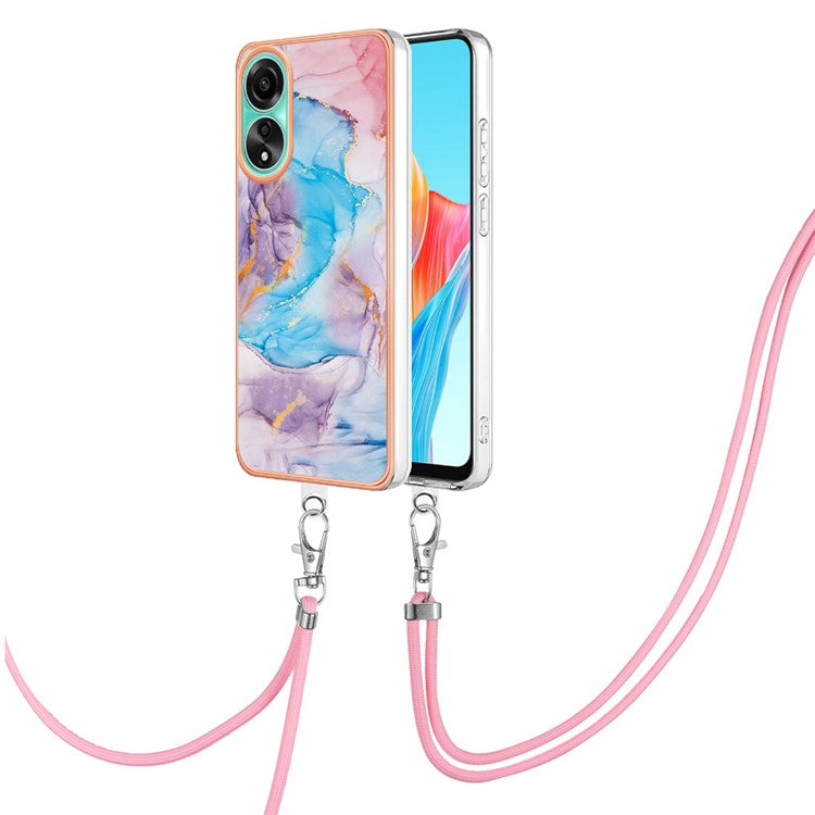 YB IMD Series-4 For Oppo A78 4G TPU Case Marble Flower Pattern Phone Cover - Milky Way Marble Blue