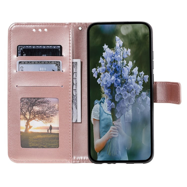 For Samsung Galaxy A55 5G Leather Wallet Case Phone Stand Cover - Rose Gold