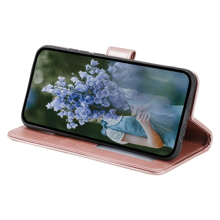 For Samsung Galaxy A55 5G Leather Wallet Case Phone Stand Cover - Rose Gold