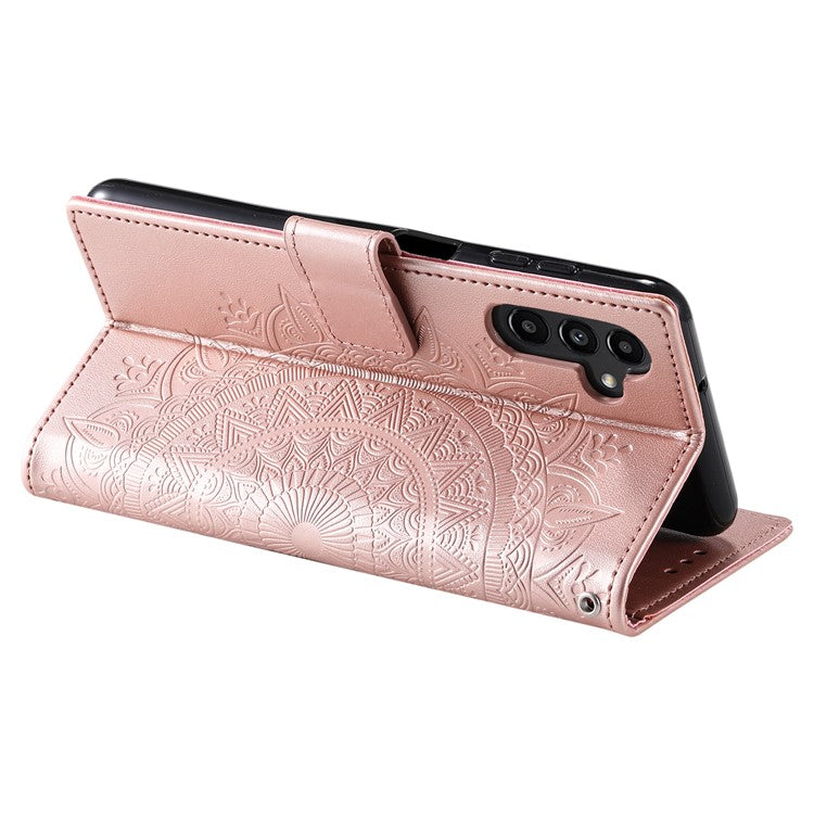 For Samsung Galaxy A55 5G Leather Wallet Case Phone Stand Cover - Rose Gold