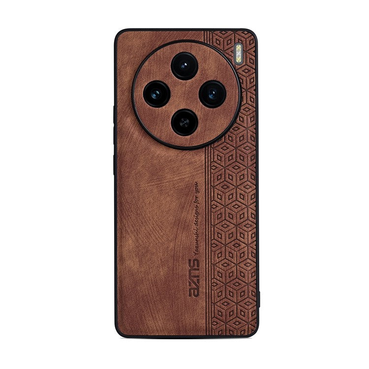 AZNS For vivo X100 5G Phone Case PU Leather+TPU Slim Protective Shockproof Cover - Brown