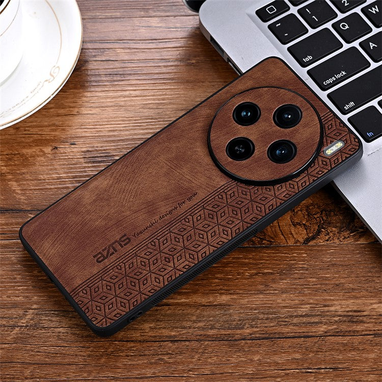 AZNS For vivo X100 5G Phone Case PU Leather+TPU Slim Protective Shockproof Cover - Brown