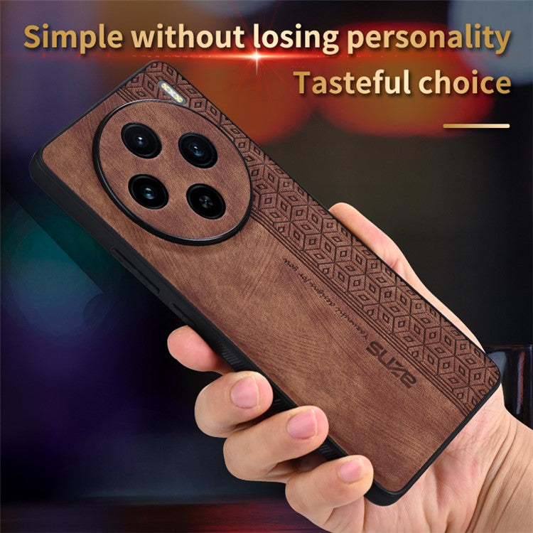 AZNS For vivo X100 5G Phone Case PU Leather+TPU Slim Protective Shockproof Cover - Brown