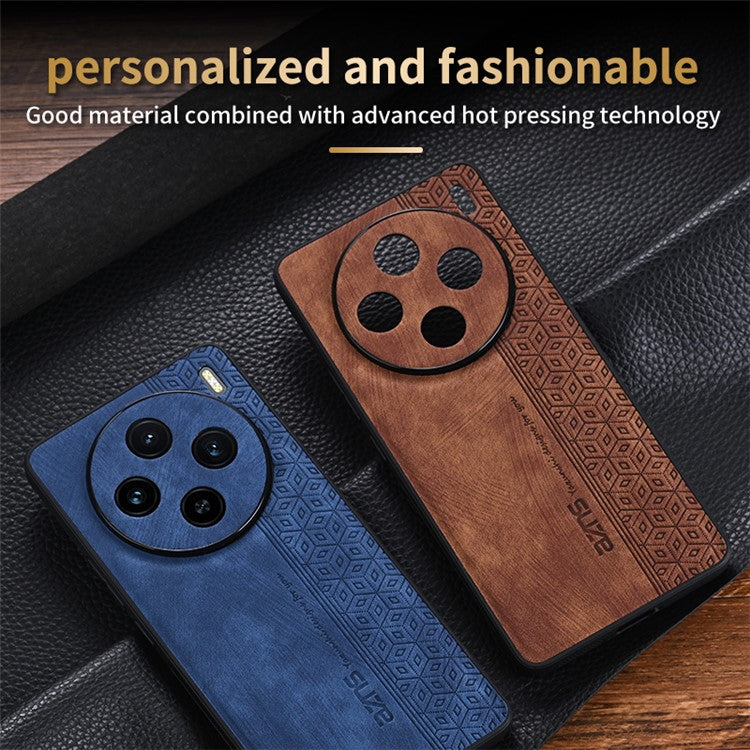 AZNS For vivo X100 5G Phone Case PU Leather+TPU Slim Protective Shockproof Cover - Brown