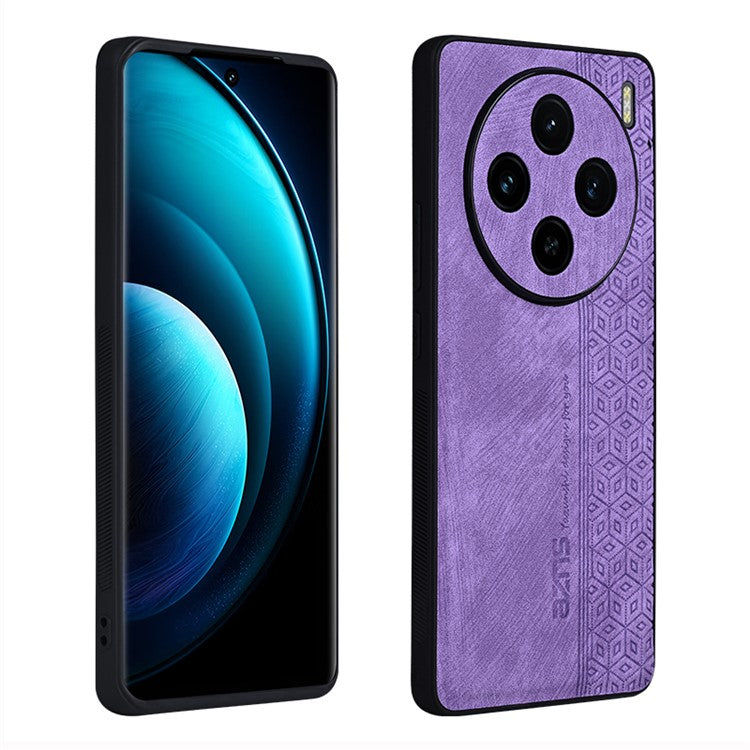 AZNS For vivo X100 5G Phone Case PU Leather+TPU Slim Protective Shockproof Cover - Purple