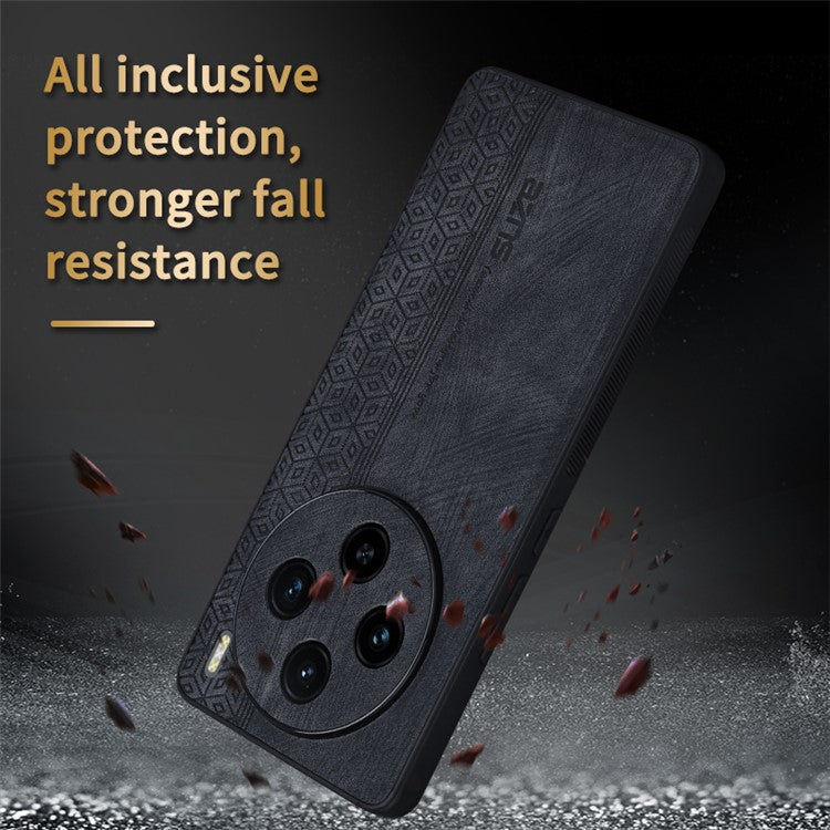 AZNS For vivo X100 5G Phone Case PU Leather+TPU Slim Protective Shockproof Cover - Black