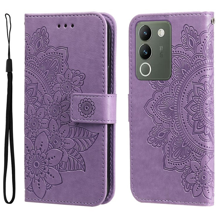 For vivo Y200 (India) 5G / V29e (Global) 5G Leather Cover Floral Elegance Phone Case - Purple