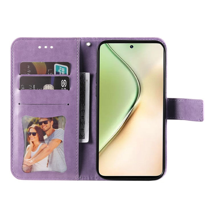 For vivo Y200 (India) 5G / V29e (Global) 5G Leather Cover Floral Elegance Phone Case - Purple