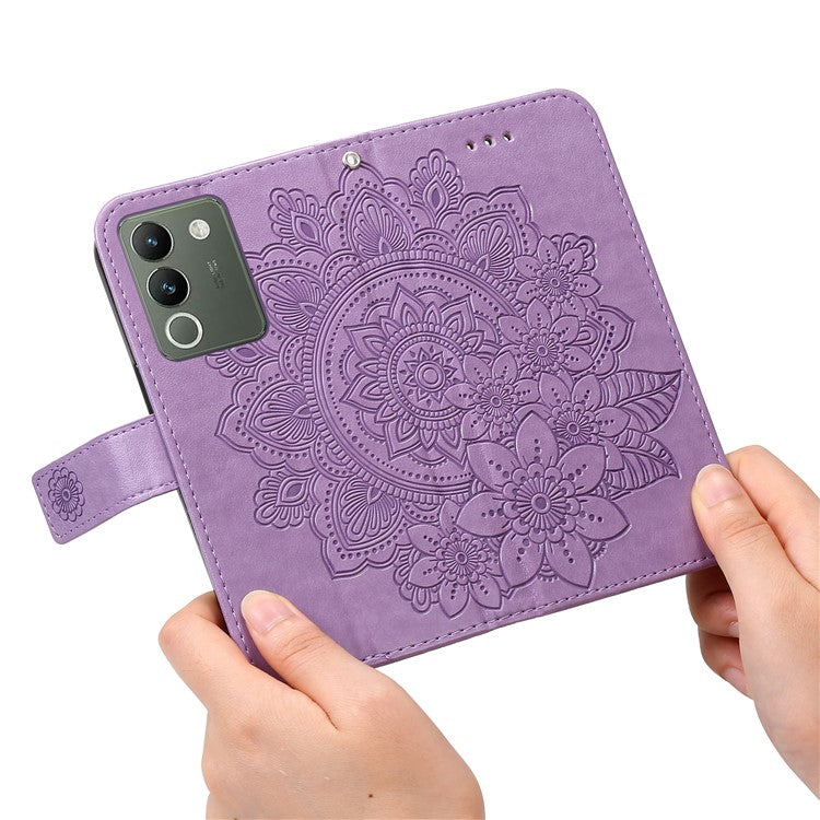 For vivo Y200 (India) 5G / V29e (Global) 5G Leather Cover Floral Elegance Phone Case - Purple