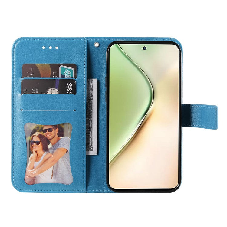 For vivo Y200 (India) 5G / V29e (Global) 5G Leather Cover Floral Elegance Phone Case - Blue