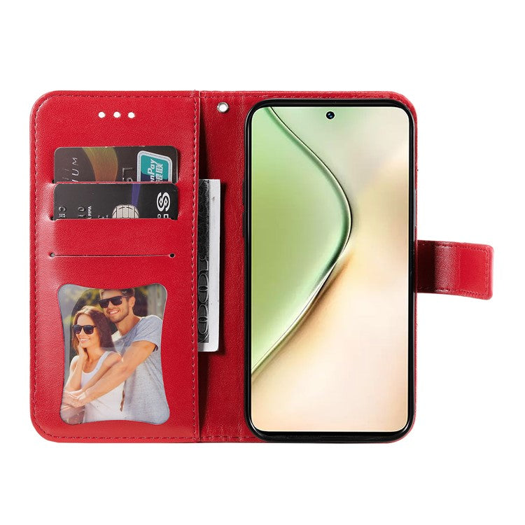 For vivo Y200 (India) 5G / V29e (Global) 5G Leather Cover Floral Elegance Phone Case - Red