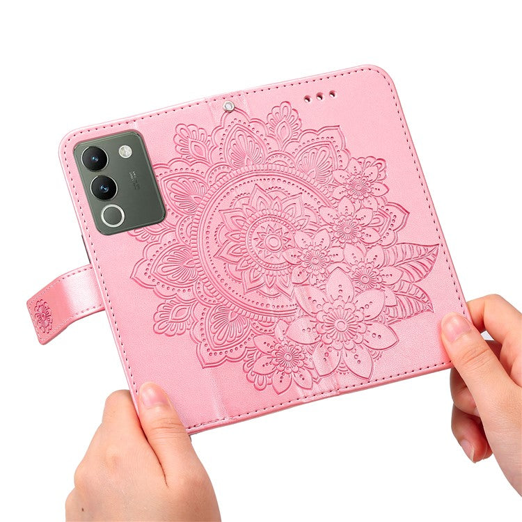 For vivo Y200 (India) 5G / V29e (Global) 5G Leather Cover Floral Elegance Phone Case - Pink