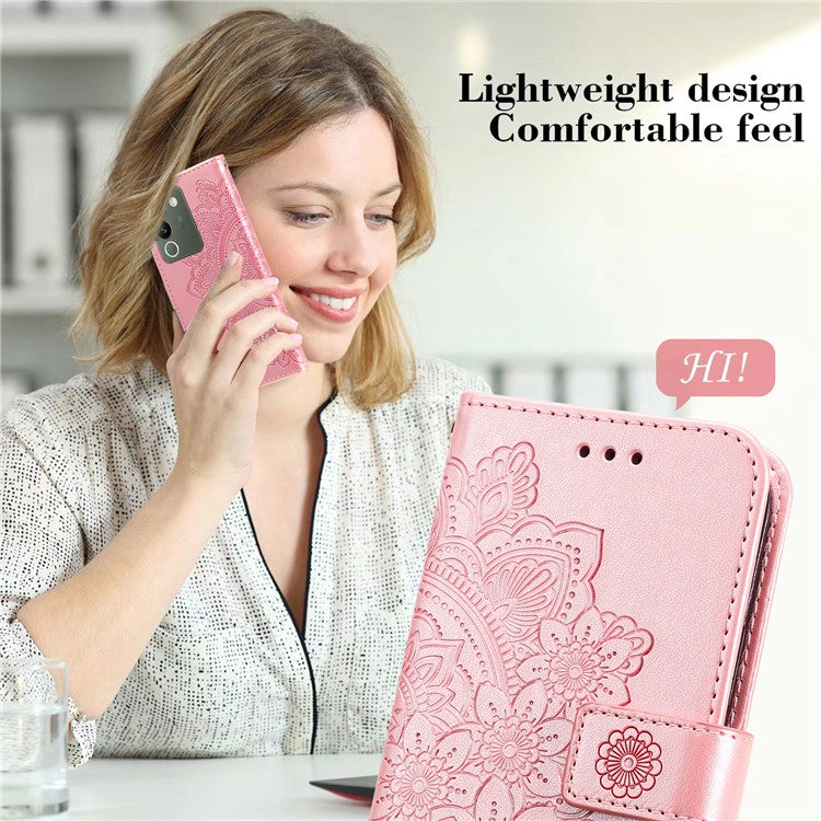 For vivo Y200 (India) 5G / V29e (Global) 5G Leather Cover Floral Elegance Phone Case - Pink