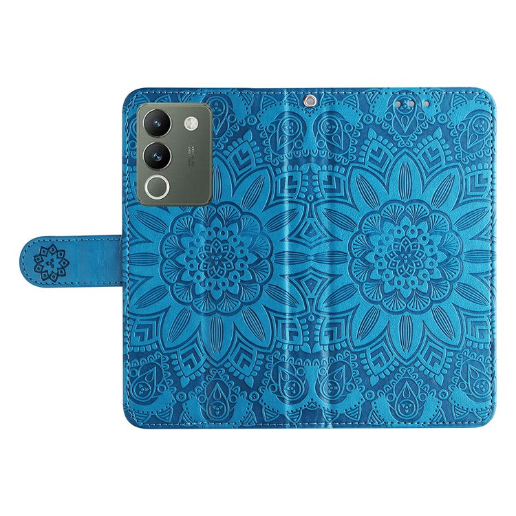 For vivo Y200 (India) 5G / V29e (Global) 5G Wallet Leather Case Sunflower Phone Cover - Blue