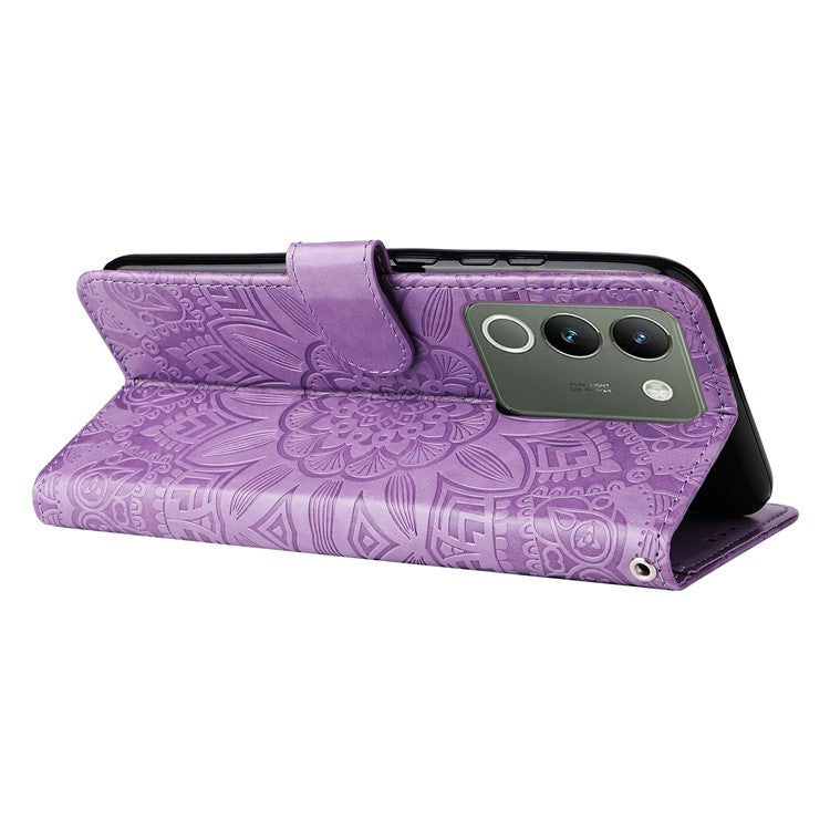 For vivo Y200 (India) 5G / V29e (Global) 5G Wallet Leather Case Sunflower Phone Cover - Purple