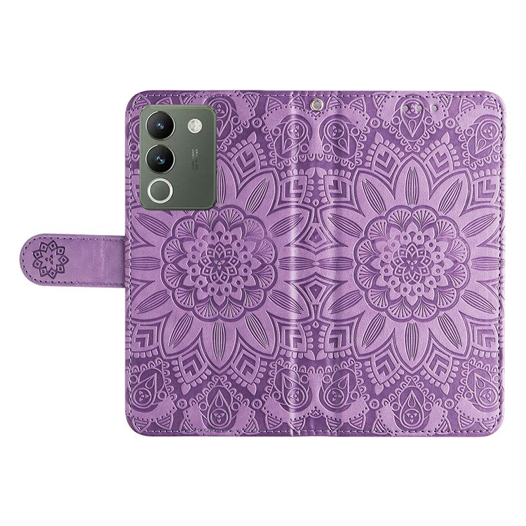 For vivo Y200 (India) 5G / V29e (Global) 5G Wallet Leather Case Sunflower Phone Cover - Purple