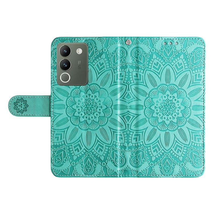 For vivo Y200 (India) 5G / V29e (Global) 5G Wallet Leather Case Sunflower Phone Cover - Green