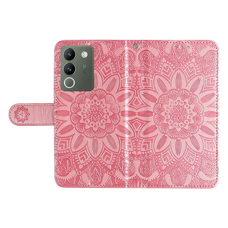 For vivo Y200 (India) 5G / V29e (Global) 5G Wallet Leather Case Sunflower Phone Cover - Pink