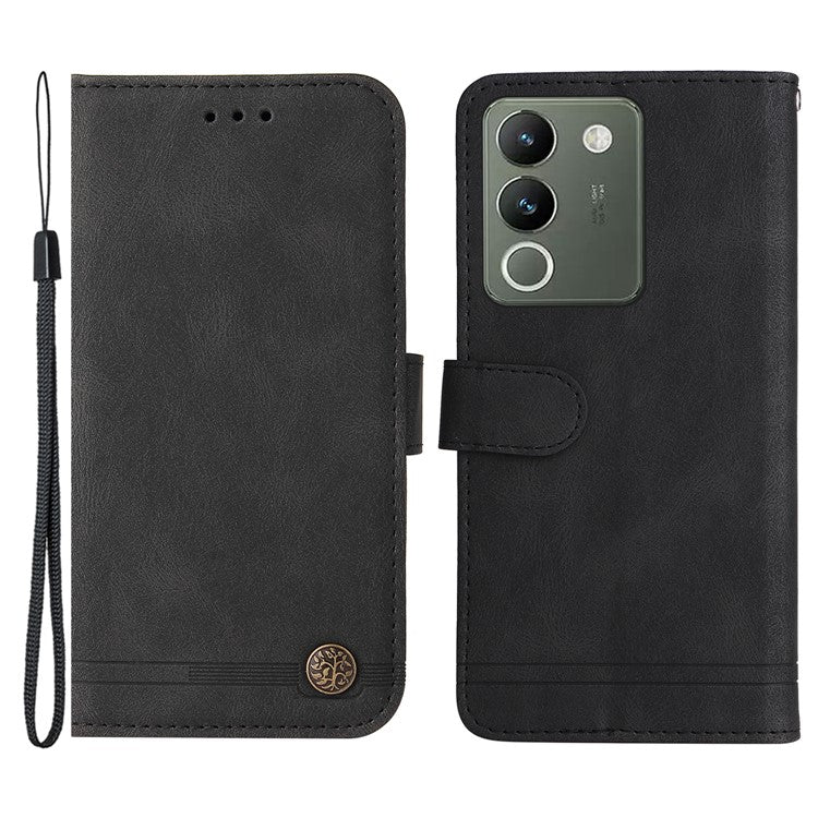 For vivo Y200 (India) 5G / V29e (Global) 5G Leather Phone Case with Life Tree Hardware Decor - Black