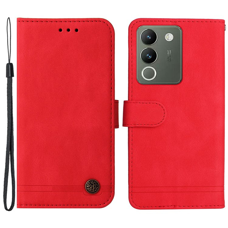 For vivo Y200 (India) 5G / V29e (Global) 5G Leather Phone Case with Life Tree Hardware Decor - Red